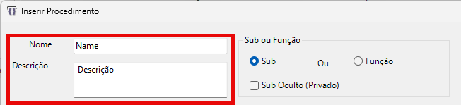 procedure builder name description