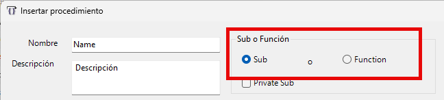 procedure builder sub function