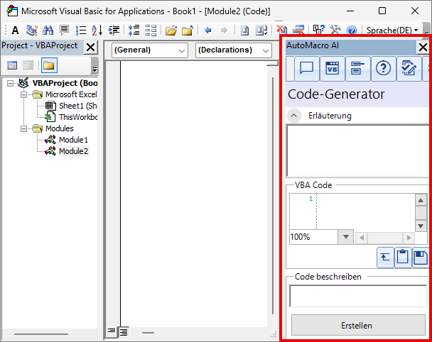 dock ai in vba editor