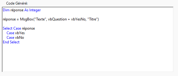 vba messagebox builder generated code