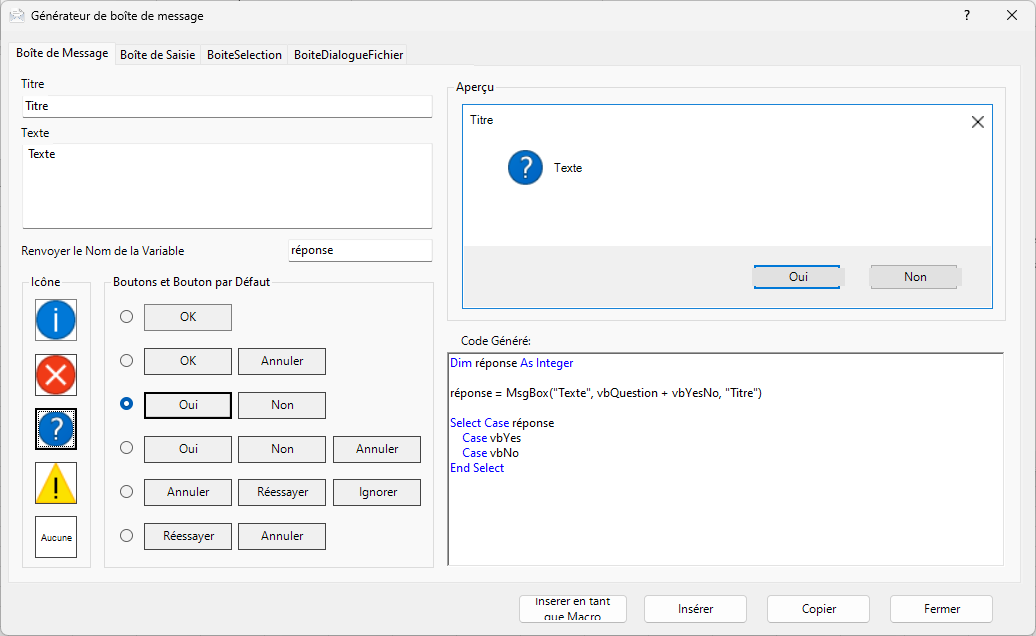 vba messagebox builder
