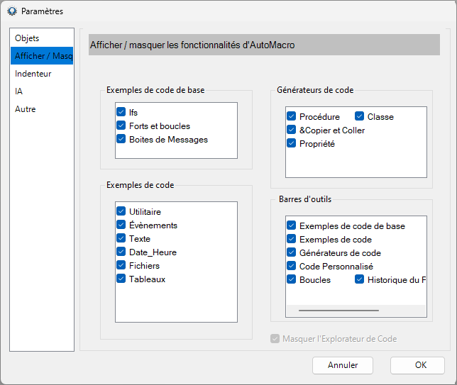 settings show hide