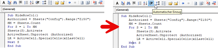 auto indent before after