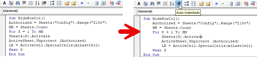 auto indent before after