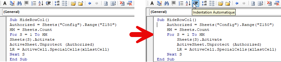 auto indent before after