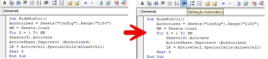 auto indent before after