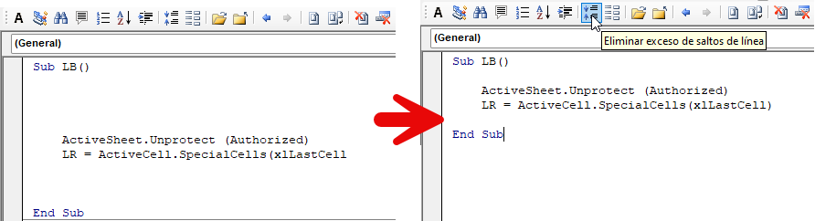 remove excess line breaks before after
