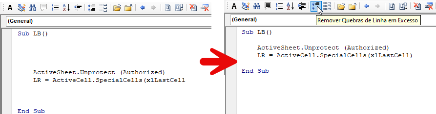 remove excess line breaks before after