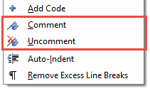comments / uncomment multiple lines of code