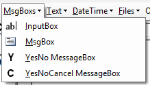 vba code library messageboxes inputboxes
