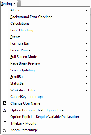 vba code library settings