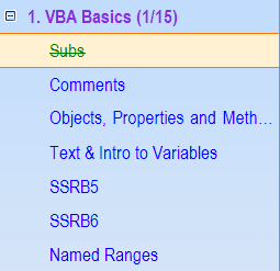 VBA Tutorial track progress