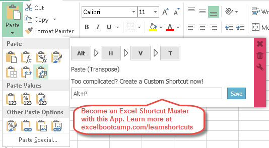 create keyboard shortcut for paste special