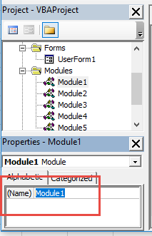 Rename Module with VBE Properties Window